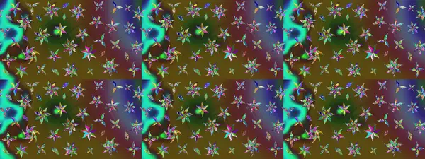 Yumuşak, yeşil renkli bahar çiçekleri. Çiçekli karalama şeklinde Raster çiçek deseni. Raster illüstrasyonu.