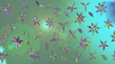 Raster. Yeşil renkte güzel çiçekler, suluboya desenli eskiz deseni, duvar kağıdı, kart veya kumaş için fayanslı..