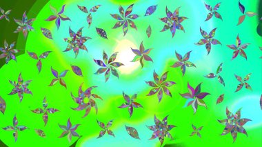 Çiçekler suluboya tarzında yeşil renkte. Raster illüstrasyonunda çiçek deseni çizimi.