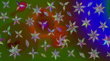 Raster çiçek izi. Klasik taslak çizimi. Çiçek yeşili çizim deseni.