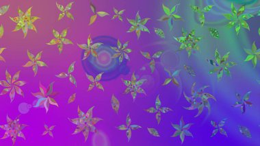 Parlak renkli çiçekleri ve mor renkli yaprakları olan harika bir çiçek deseni. Halk tarzı. Modern çiçek arkaplanı. Moda baskıları için zarif bir şablon.