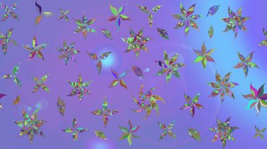 Raster illüstrasyonu. El çizimi çiçekli soyut çizim kalıbı. Mor renkte çiçekler.