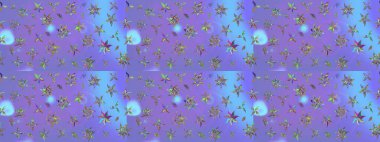 Mor renkli çiçekler. Raster illüstrasyonunda çiçek deseni çizimi.