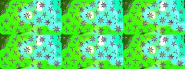 Renkli Bahar Teması eskiz kalıbı. Raster illüstrasyonundaki çiçek desenli çizim. Yeşil renkli çiçekler. Düz Çiçek Elementleri Tasarımı.