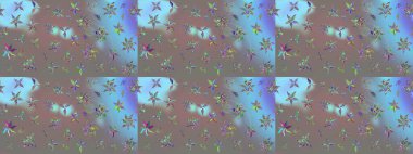 Raster illüstrasyonundaki çiçek desenli çizim. Gri renkli çiçekler.