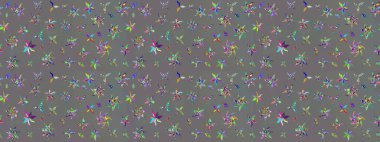 Üzerinde gelincikler ve vadi zambakları olan renkli çiçek desenli nakış deseni. Tekstil tasarımı için gri renkli geleneksel halk çiçekleri buketi.