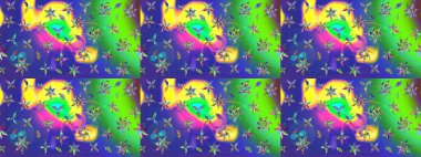 Düz Çiçek Elementleri Tasarımı. Çiçeksel fantezi tasarımı ve parlak bir arka plan çizimi. Renkli Bahar Teması çizim şablonu.