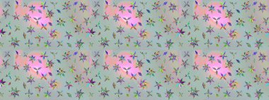 Modern çiçek arkaplanı. Parlak renkli çiçekleri ve gri renkli yaprakları olan harika bir çiçek deseni. Halk tarzı. Moda baskıları için zarif bir şablon.