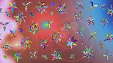 Düz Çiçek Elementleri Tasarımı. Chichi 'nin kumaş kalıbını çiz. Raster illüstrasyonu. Renkli Bahar Teması eskiz kalıbı. Çiçek deseni.