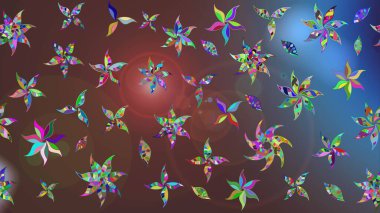 Kahverengi renkli Asya tekstili. Raster illüstrasyonu. Suluboya çiçekli çiçek deseni.