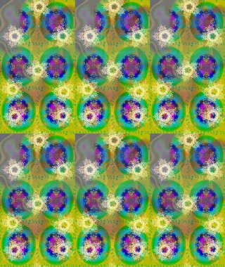 Raster illüstrasyonu. Kış kar tanesi, raster arka plan. Renkli arka planda izole kar taneleri. Yüzey için tekrarlanan doku, ambalaj kağıdı, yeşil, sarı ve mavi renkler.