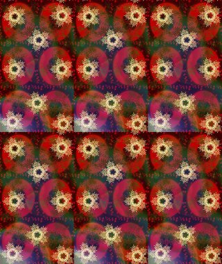 Soyut mandala veya kaprisli kar tanesi içini kaplamak sanat çizmek. Renkli arka plan üzerinde izole sevimli kar taneleri. Raster illüstrasyon.