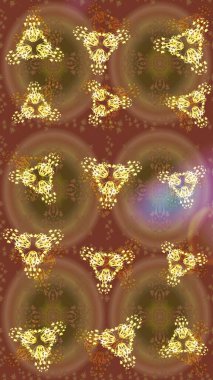 Raster illüstrasyonu. Kahverengi renkli Asya tekstili. Çiçek desenini çiz.