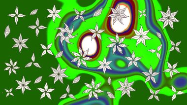 Küçük renkli çiçekler. Küçük çiçekte güzel bir desen. Moda baskıları için zarif bir şablon. Motley illüstrasyonu. Yeşil çiçekli bahar çiçekleri.