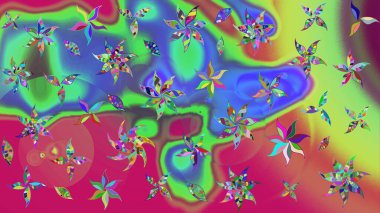 Renkli çizim kalıbı. Çiçek duvar kâğıdı. Çiçek arkaplan. Raster illüstrasyonu. Yeşil renklerde şirin tekstil.