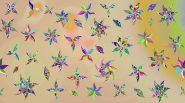 Modaya uygun kumaş deseni. Renkli Yaz Temalı eskiz kalıbı. Düz Çiçek Elementleri Tasarımı. Sevimli çiçek raster deseni.