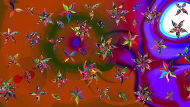 Çiçek duvar kağıdı. Renkli süs kenarı. Kahverengi renklerde. Raster illüstrasyonu. Çizim kalıbı. Hint süsü..