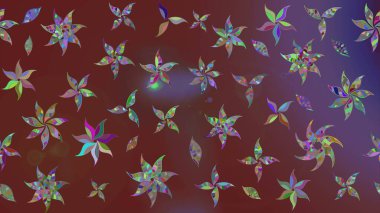 Raster çiçek desenli çiçek deseni, yapraklar, dekoratif elementler, sıçrama, lekeler, el çizimi kontur çizgileri ve Doodle çizim stili, grafik raster çizim çizimi.