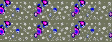 Suluboya çizim kalıbı. Çiçek izi. Suluboya tarzında yeşil renkte çiçekler.