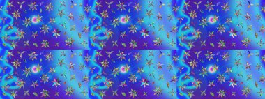 Çiçekli el çizimi çizimi deseni. Modern gösterişli mavi raster arka plan duvar kağıdı çizimi klasik çizgili iz sürme desenli çiçekler, çiçekli süsler.