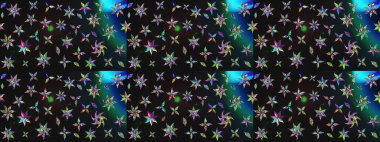 Çiçek desenli çizim. Raster illüstrasyonu. Gri renkli Asya tekstili.