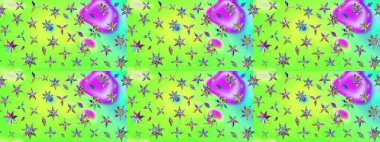 El yapımı çiçek ve bitki koleksiyonu. Şirin karalamalı çiçek desenli çizim. Raster illüstrasyonu. Raster illüstrasyonu. Çizim biçimi yeşil renklerde.