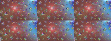 Elle çizilmiş çiçek desenli Raster çizimi. Tekstil, kumaş, ambalaj, hatıra defteri için hoş bir çiçek arkaplanı. Kahverengi arka planda. Çocuksu tasarım.