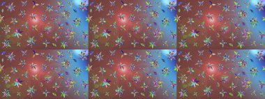 Yatak çarşafları, ceket, paket tasarımı, kumaş ve moda kavramları için tekstil baskısı. Çiçekleri, deniz kabukları, mandalaları ve suluboya efektleriyle donanma geçmişi. Çizim kalıbı etnik tasarım.