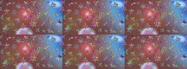 Tekstil veya kitap kapakları, imalat, duvar kağıtları, baskı, hediye paketi ve yapıştırma kitabı için çiçek eskizi geçmişi. Küçük çaplı çiçeklerdeki basit şirin desenler. Raster illüstrasyonu.