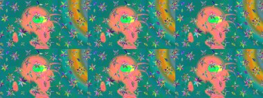 Yumuşak, mavi renkte yaz çiçekleri. Raster deseni. Küçük çiçekteki sevimli çiçek deseni. Raster illüstrasyonu.