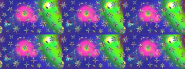 Çizim kalıbı. Raster illüstrasyonu. Mavi renklerde. Çiçek duvar kağıdı. Hint süsü. Renkli süs kenarı.