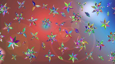 Raster illüstrasyonu. Kahverengi renkli çiçekler. Çiçek desenli çizim. Asya tekstil tarzında. Raster illüstrasyonu.