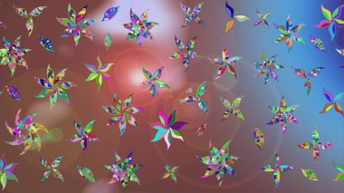 Tekstil tasarımı için geleneksel Raster çiçek buketi kahverengi renkli. Üzerinde gelincikler ve vadi zambakları olan renkli çiçek desenli nakış..