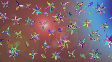 Kahverengi renkli çiçekler. Raster illüstrasyonunda çiçek deseni çizimi.