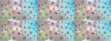 Tekstil tasarımı için doğal renklerde geleneksel halk çiçekleri buketi. Üzerinde gelincikler ve vadi zambakları olan renkli çiçek desenli nakış..