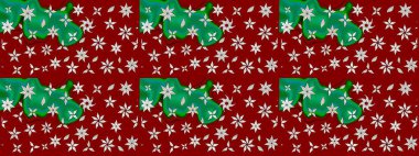 Raster illüstrasyonundaki çiçek desenli çizim. Renkli Bahar Teması eskiz kalıbı. Kırmızı renkte çiçekler. Düz Çiçek Elementleri Tasarımı.