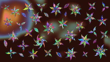 Güzel kumaş deseni. Raster illüstrasyonu. Çiçekler, dallar, bitkiler ve çiçekler. El çizimi.