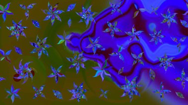 Çiçek. Raster illüstrasyonu. Yeşil renklerde. Taslak dekoratif arka plan, çiçek mandala.