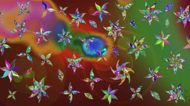 Vadinin çiçekleri kahverengi renklerde. Raster çiçek desenleri çiziyor..