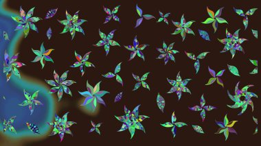 El çizimi çiçekli soyut çizim kalıbı. Kahverengi renkli çiçekler. Raster illüstrasyonu.