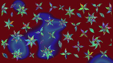 Çiçekli karalama şeklinde Raster çiçek deseni. Kırmızı renkte çiçekler. Nazik, narin çiçek arkaplanı.