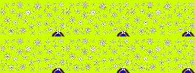 Çiçekli karalama şeklinde Raster çiçek deseni. Yumuşak, yaz çiçekli arka plan. Yeşil renkte çiçekler.