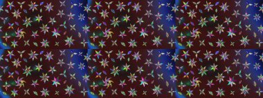 Çiçekli karalama şeklinde Raster çiçek deseni. Yumuşak, bahar çiçekli arka plan. Kahverengi renkte çiçekler.