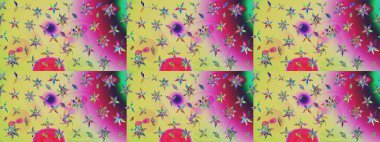 Şirin çiçekler. Çizgi çizimi kalıbı. Raster Moda kumaş deseni.