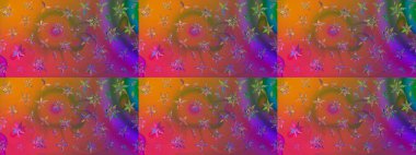 Raster illüstrasyonundaki çiçek desenli çizim. Kahverengi renkte çiçekler.