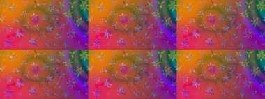 Düz Çiçek Elementleri Tasarımı. Çiçek deseni. Raster güzel kumaş deseni çiziyor. Renkli Bahar Teması çizim şablonu.