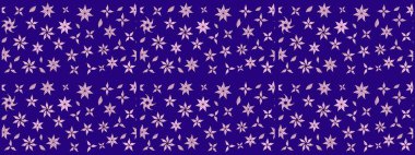 Mavi renkler ve parlak çiçekler üzerine soyut çizim deseni. Küçük çiçekte hoş bir çiçek deseni var. Çiçek elementli zarif raster dokusu..