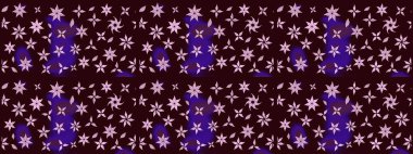 Düz Çiçek Elementleri Tasarımı. Kahverengi renkli çiçekler. Renkli Bahar Teması eskiz kalıbı. Raster illüstrasyonunda çiçek deseni çizimi.