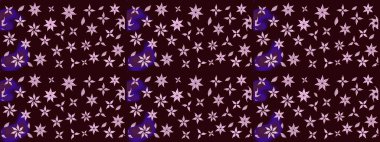 Kahverengi renkte güzel çiçekler, suluboya desenli, duvar kağıdı, kart ya da kumaş için fayanslı eskizler. Raster..