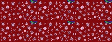 Kibarca, kırmızı renkte bahar çiçekleri. Yaprak ve çiçeklerin suluboya resimleri, kırmızı renklerde çizimler. Raster illüstrasyonu.